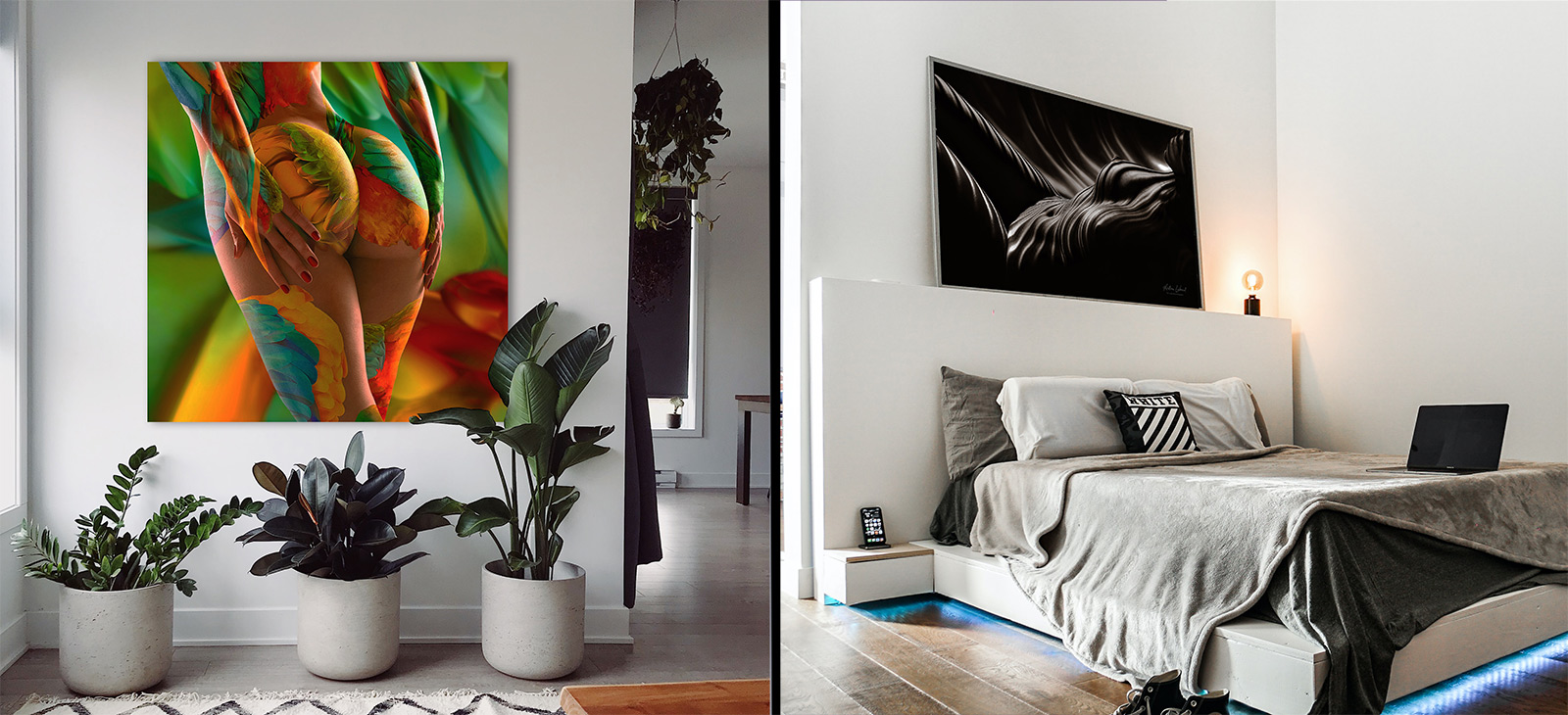 Aktfotografien für das Schlafzimmer - erotische Fotokunst auf Leinwand, Acrylglas Kunstdruck Wandbilder