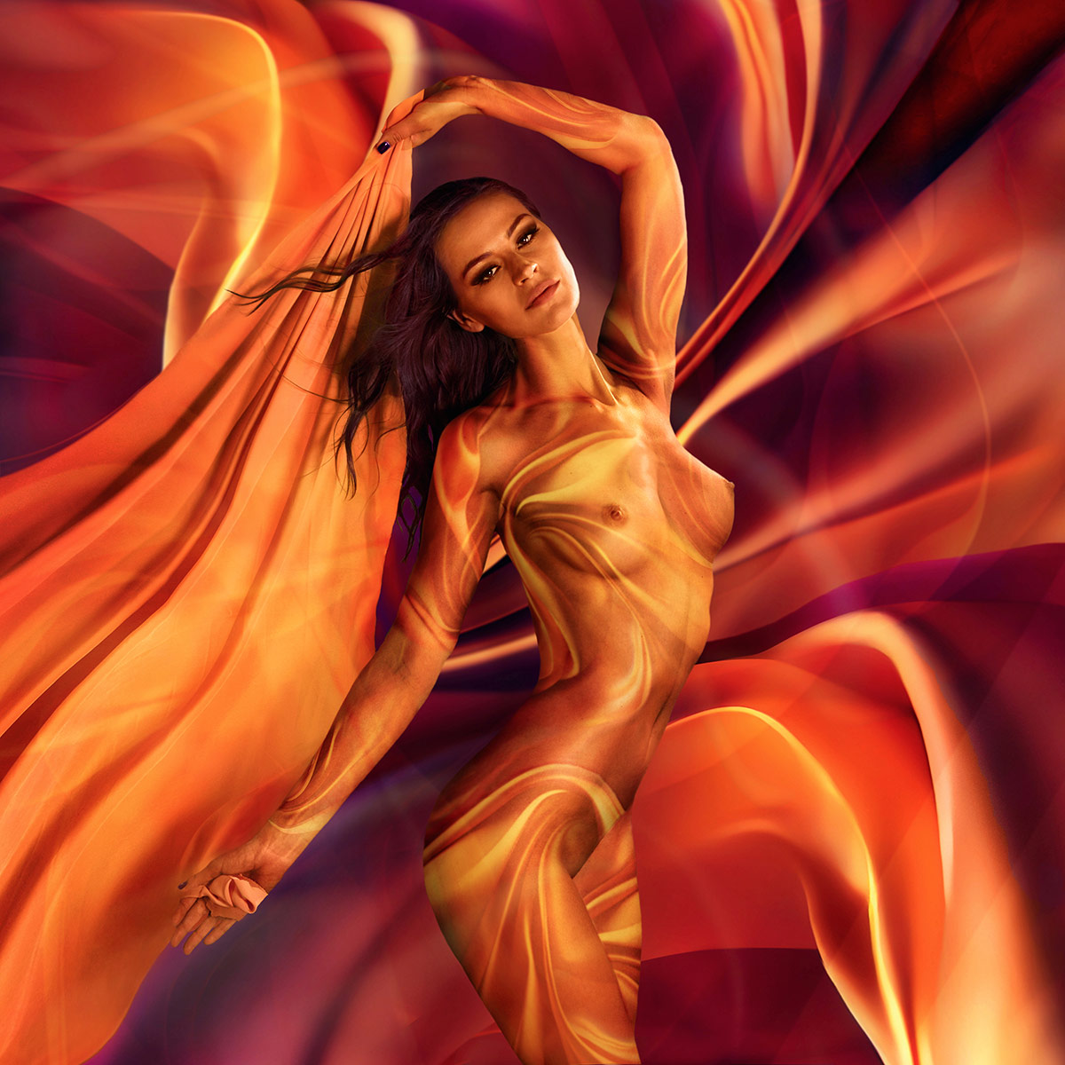 BUnte Aktfotografie mit Farben Wandbild Fotokunst Akt &amp; Erotik - erotische Kunstwerke Fotoatelier Galerie